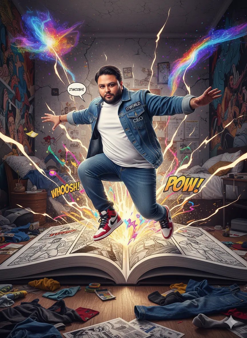 Rana Zeeshan Ahmad Founder & CEO For ITWORLD's AI Prompt 1 Ultra-realistic 8K flash-photography artwork