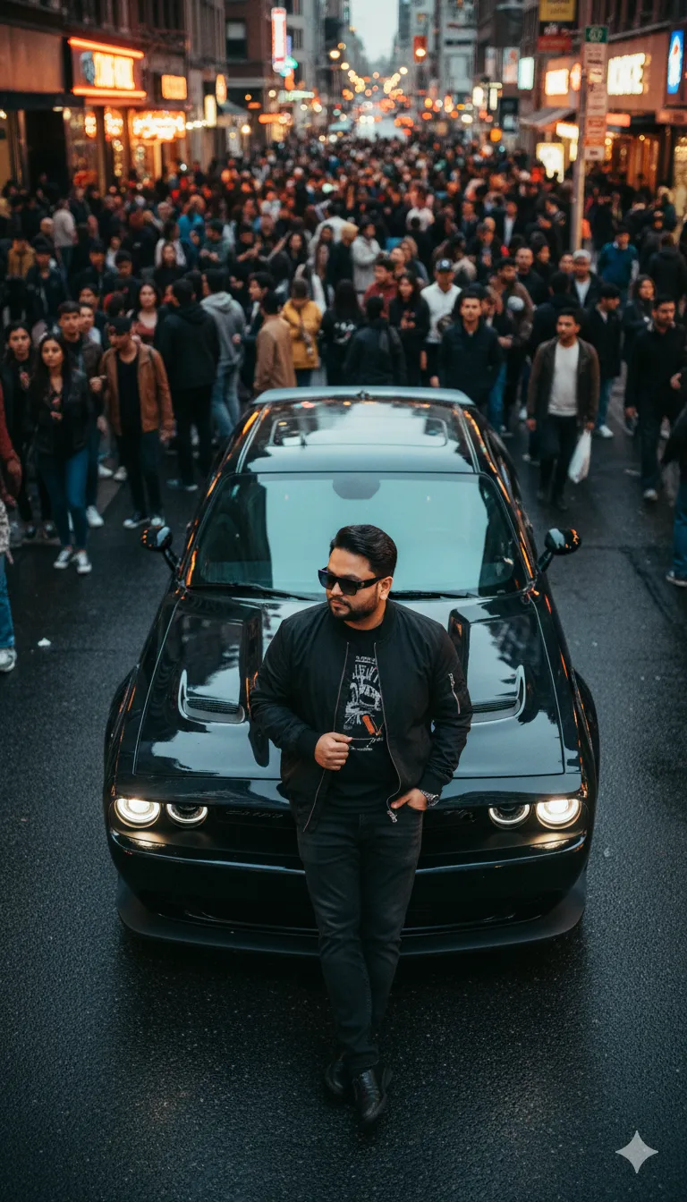 AI Prompt 127 An aerial cinematic shot of me leaning coolly