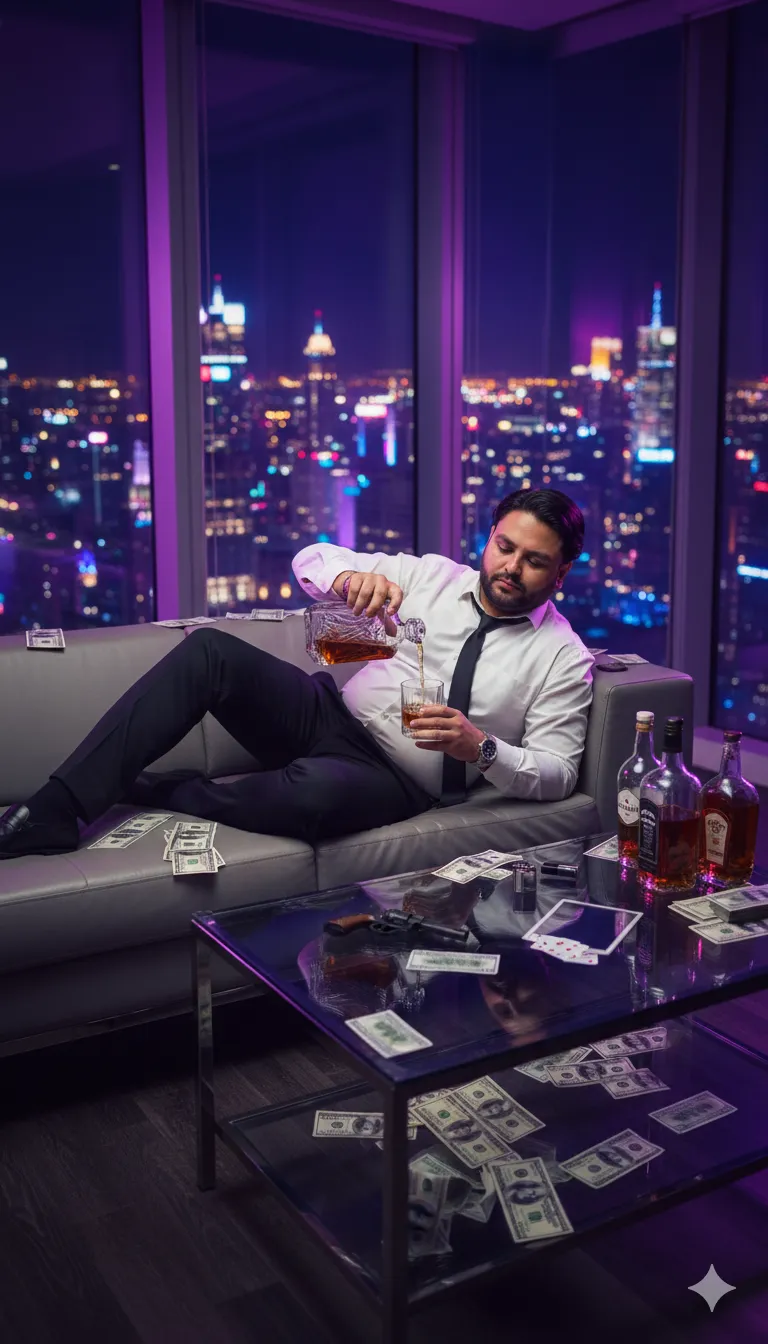 AI Prompt 132 cinematic portrait of a stylish young man in elegant appearance relaxing