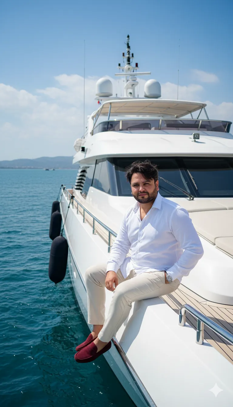 AI Prompt 143 Luxury lifestyle portrait (9:15 vertical) of a 31-year-old Pakistani man