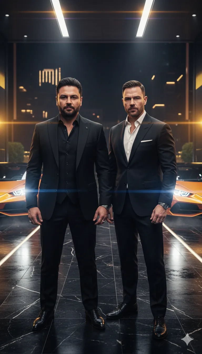 AI Prompt 160 Ultra-realistic, cinematic 3:4 vertical portrait of you standing confidently next to Andrew Tate