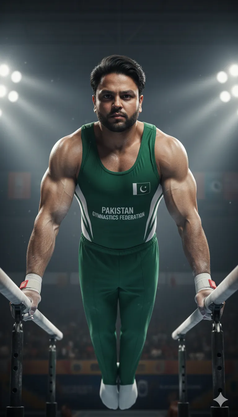 AI Prompt 179 Ultra-realistic cinematic 9:16 portrait of a male gymnast in peak athletic
