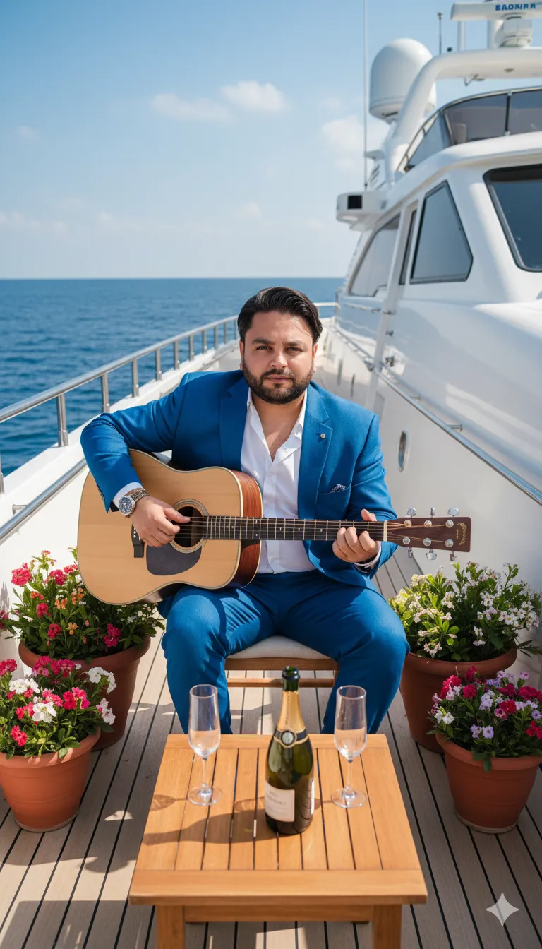 AI Prompt 206 8K ultra-realistic cinematic photograph - A stylish man sits