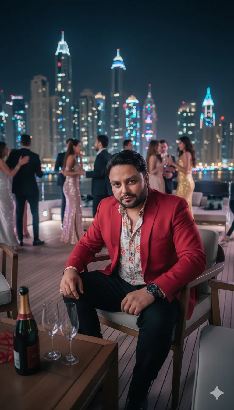 Rana Zeeshan Ahmad Founder & CEO For ITWORLD's AI Prompt 207 A hyper-realistic cinematic portrait of an Indian man on a large luxury