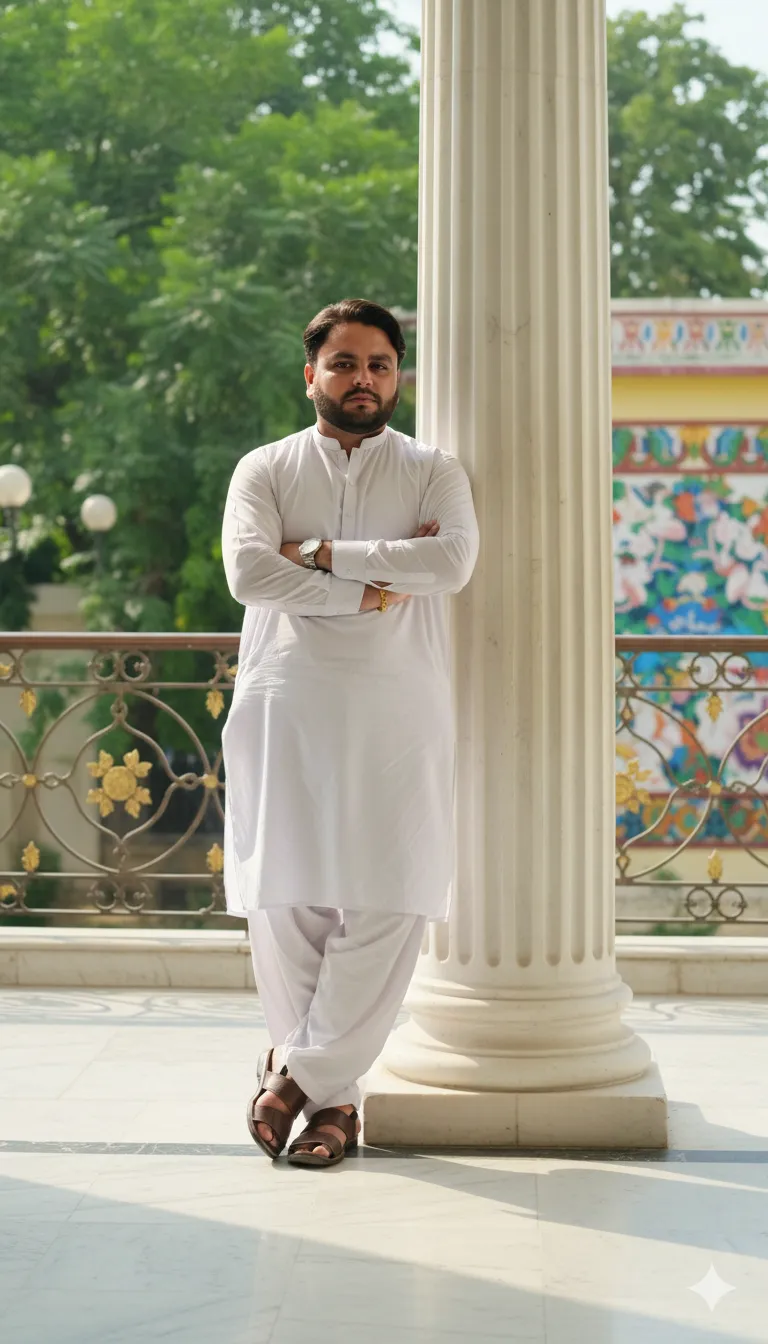 AI Prompt 220 Ultra-realistic full-body portrait of a 29-year-old Pakistani man