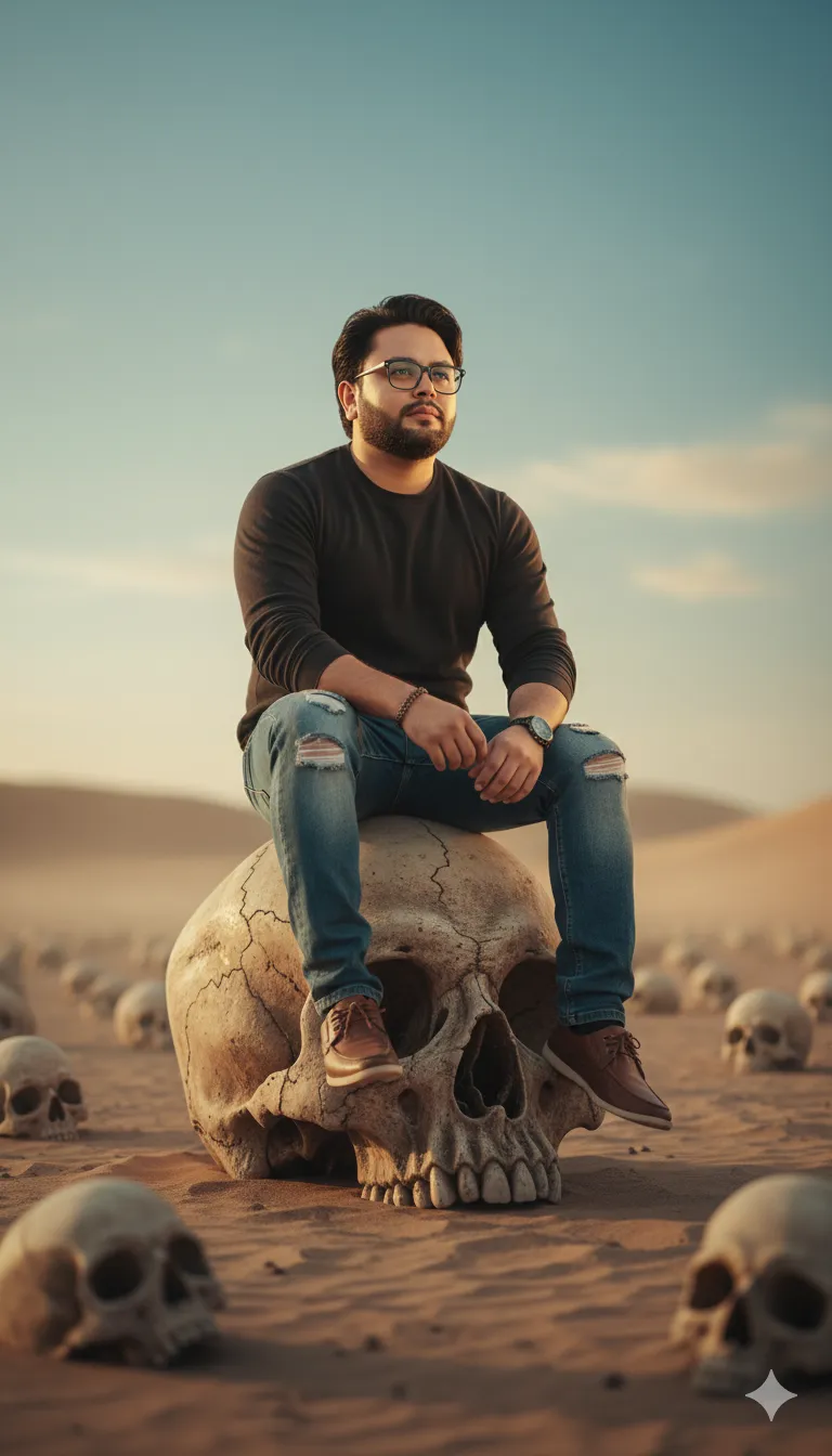 AI Prompt 231 A high-resolution, realistic digital composite of a man with glasses