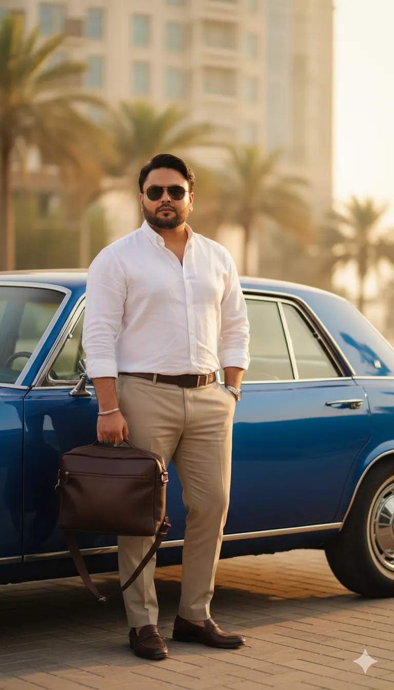 AI Prompt 232 8K ultra-realistic cinematic summer portrait of a stylish 29-year-old man