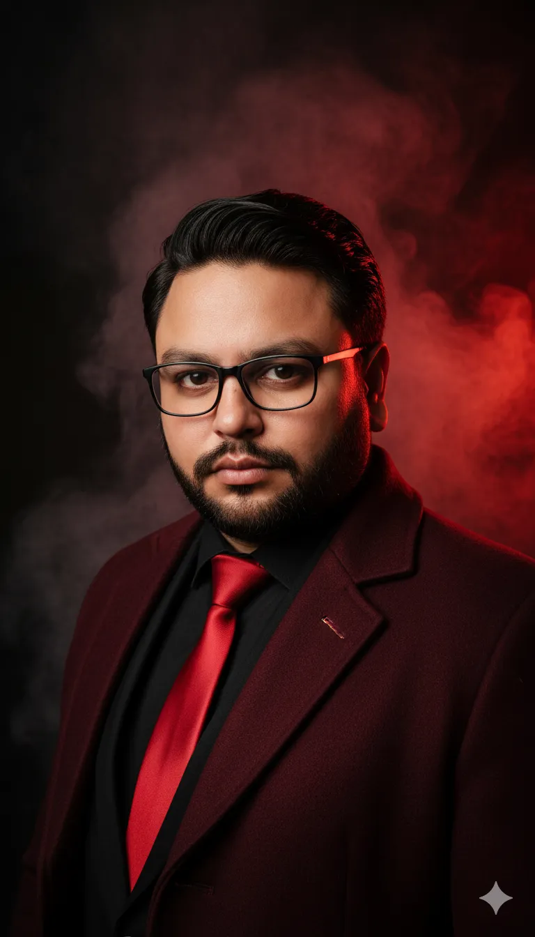 AI Prompt 246 Hyper-realistic, cinematic fashion portrait of a confident man in his late 20s