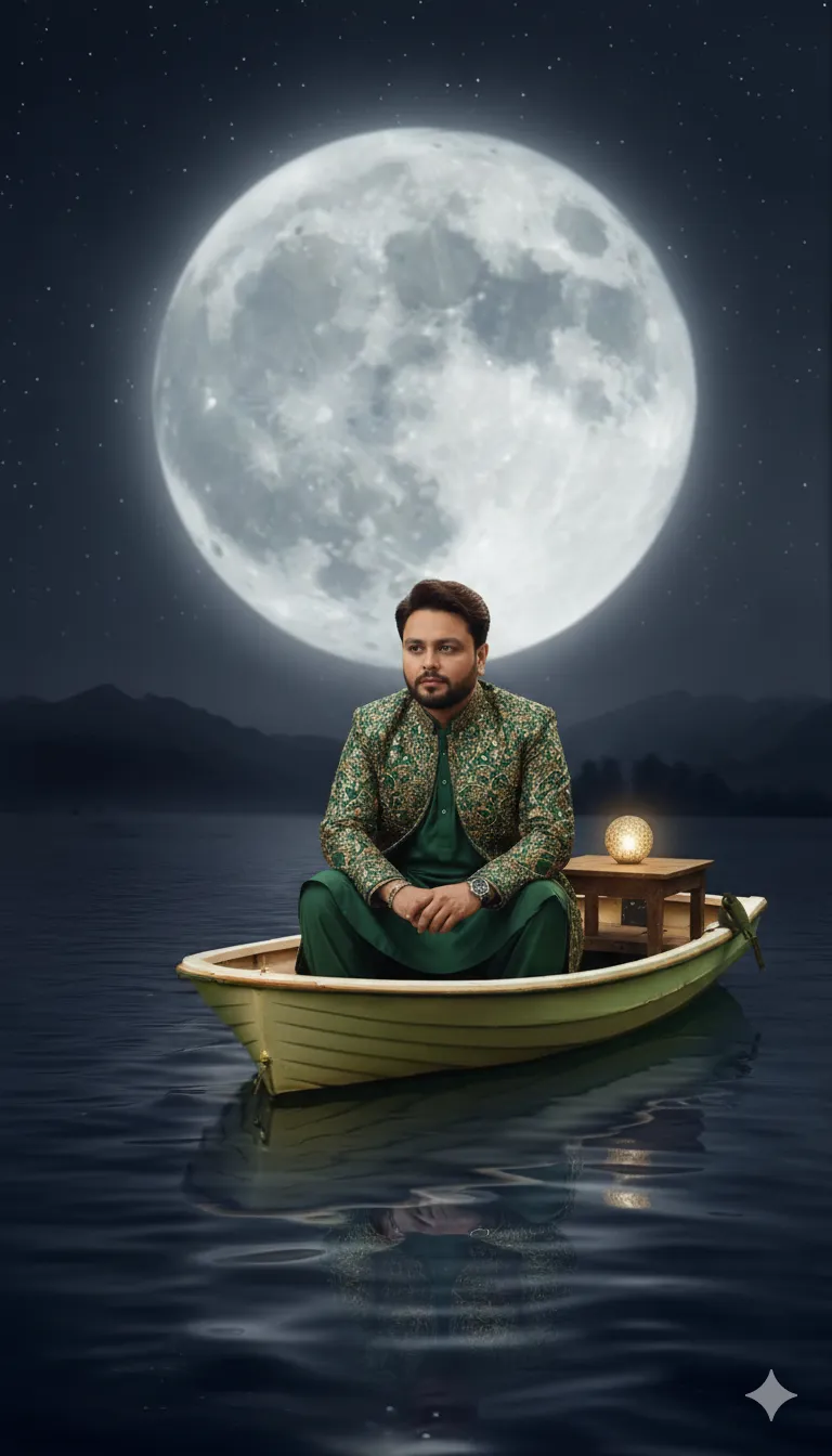 AI Prompt 261 Create a moody black-and-white night portrait of a me