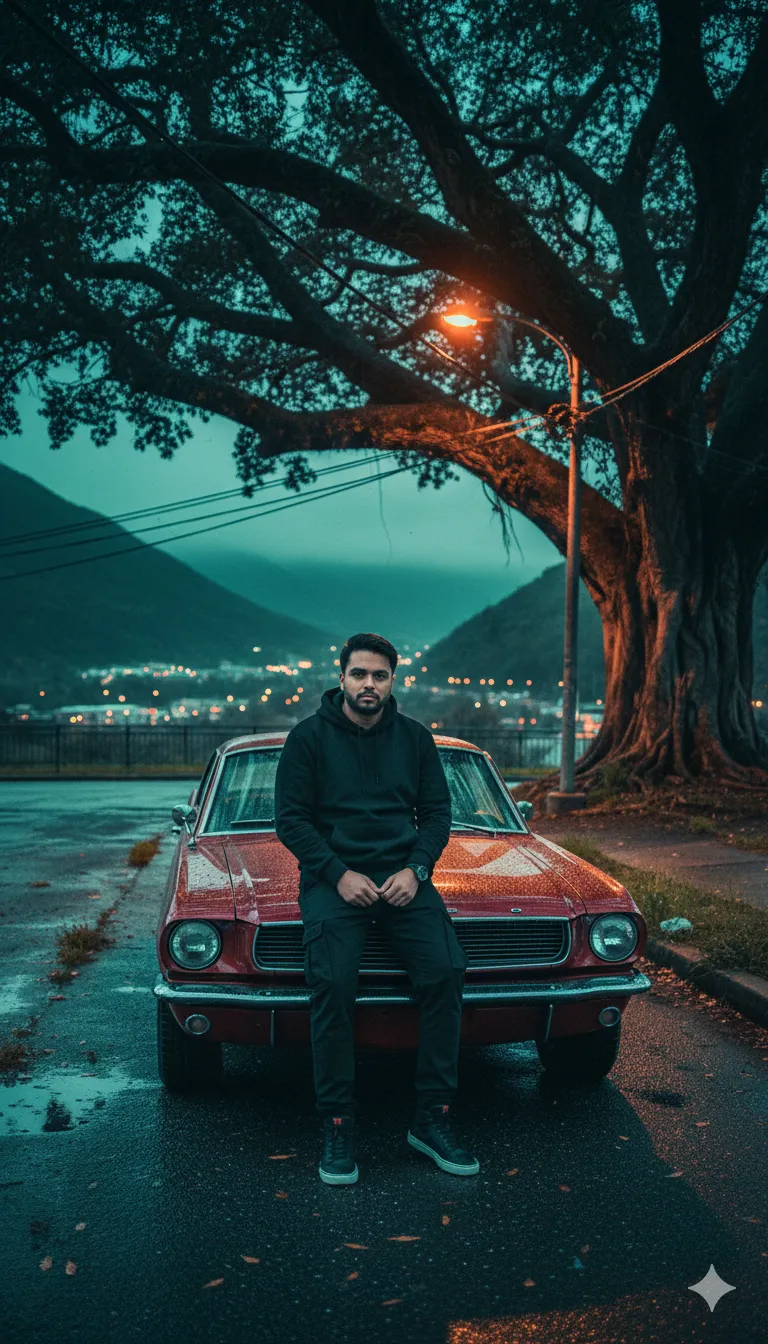 Rana Zeeshan Ahmad Founder & CEO For ITWORLD's AI Prompt 283 Cinematic Moody Potrait at Rainy Night