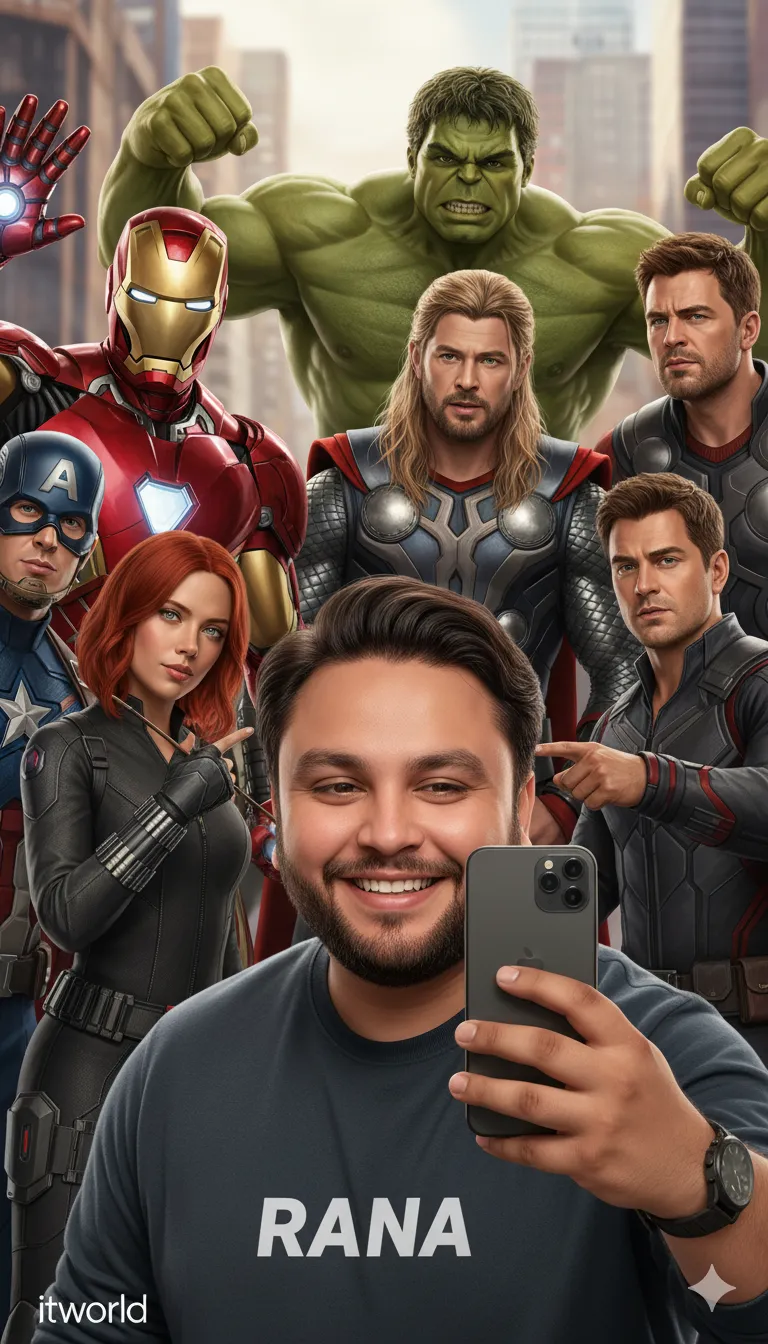 Rana Zeeshan Ahmad Founder & CEO For ITWORLD's AI Prompt 290 The Avengers team (Iron Man, Captain America, Thor, Hulk, Black Widow and Hawkeye)