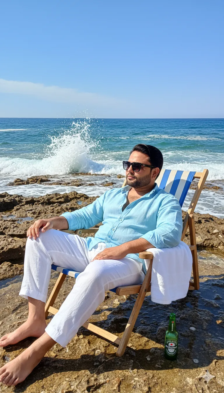 AI Prompt 294 He is wearing sunglasses, looking stylish and relaxed