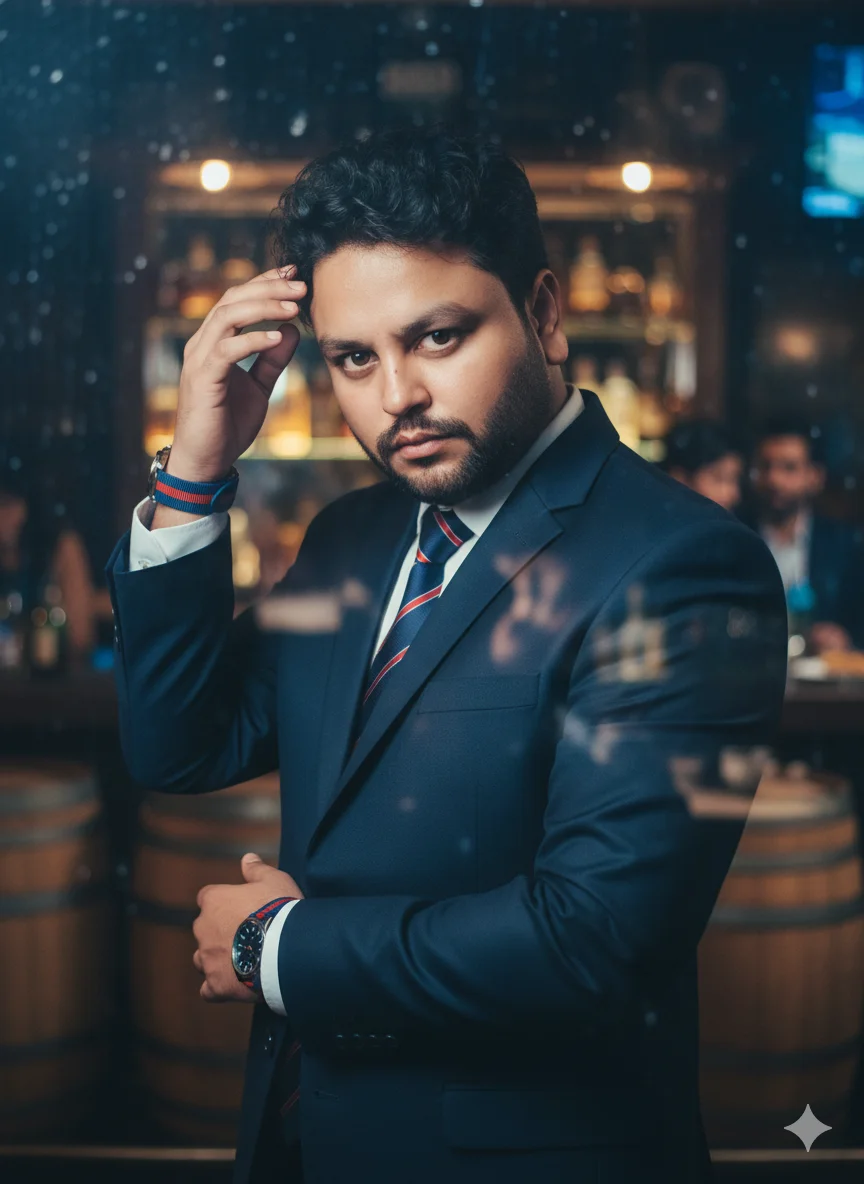 AI Prompt 30 A young, possibly Middle Eastern man in his late 20s is positioned centrally within the frame