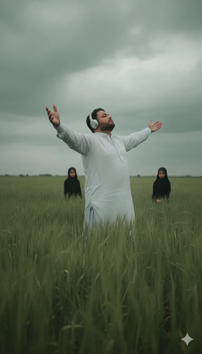 AI Prompt 314 A cinematic, moody slightly telescopic shot of the person exactly as in the reference image