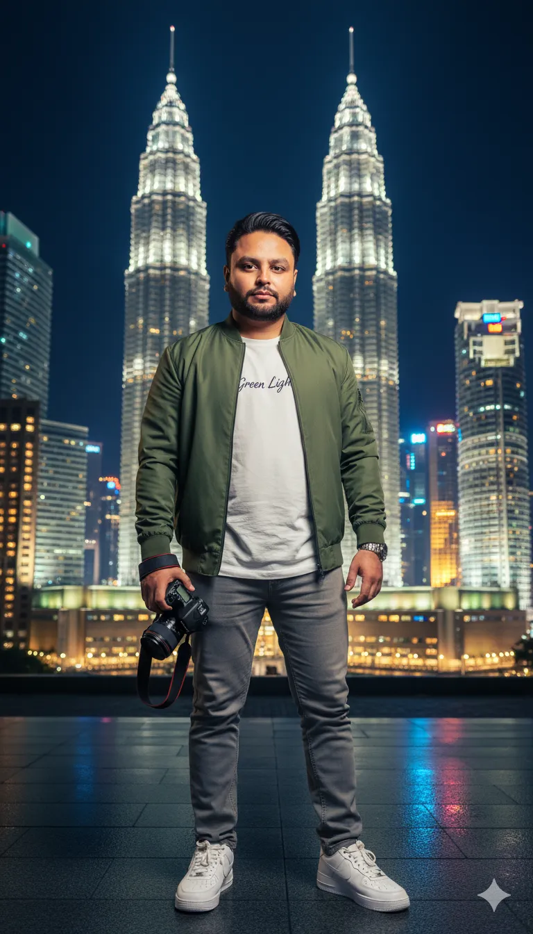 AI Prompt 323 A 29 years old stylish Pakistani man, face unchanged and highlighted