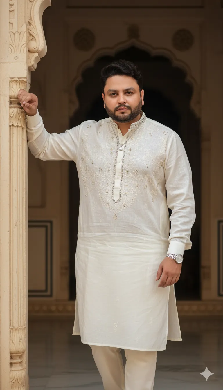 AI Prompt 337 Pakistani man stepping confidently out of an ornate archway