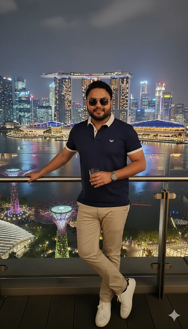 Rana Zeeshan Ahmad Founder & CEO For ITWORLD's AI Prompt 340 He's dressed in a modern resort-chic outfit - fitted polo