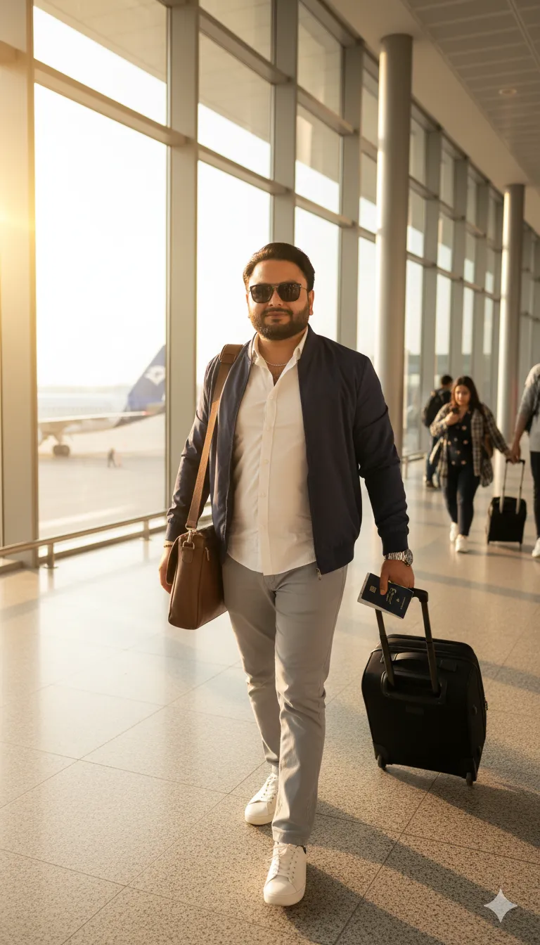 AI Prompt 348 Hyper-realistic cinematic 9:16 portrait captured on iPhone 17 Pro Max of a confident