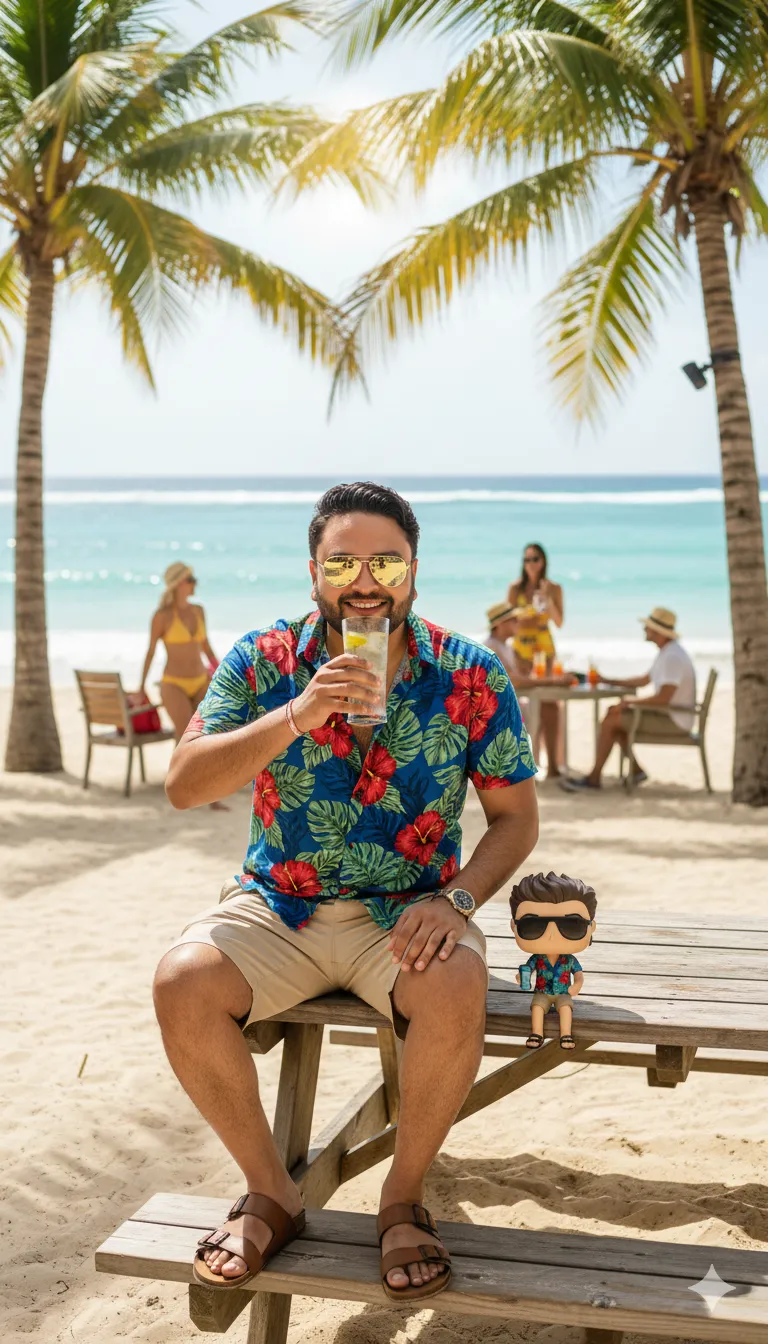 AI Prompt 365 He wears premium beige tailored chino shorts