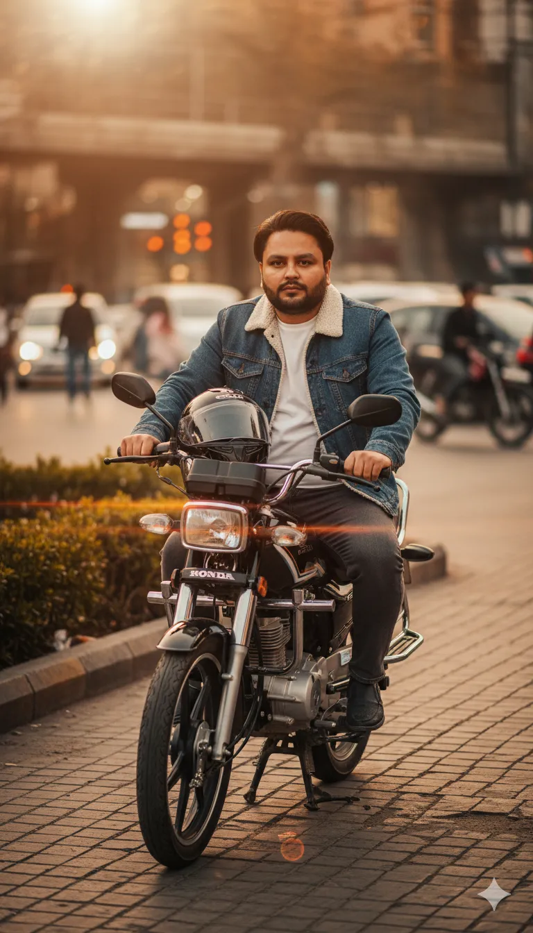 Rana Zeeshan Ahmad Founder & CEO For ITWORLD's AI Prompt 387 fitted grey jeans, and a denim jacket with a shearling collar