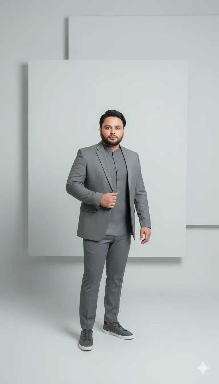 AI Prompt 447 A sleek modern portrait of a man in contemporary fashion with a clean