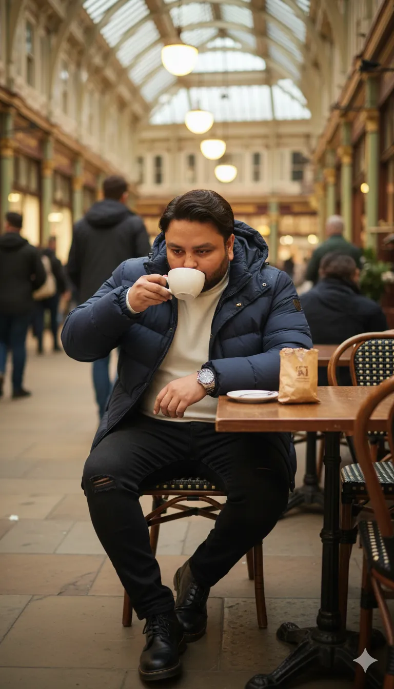 AI Prompt 483 Overhead lights illuminate the scene, casting a warm