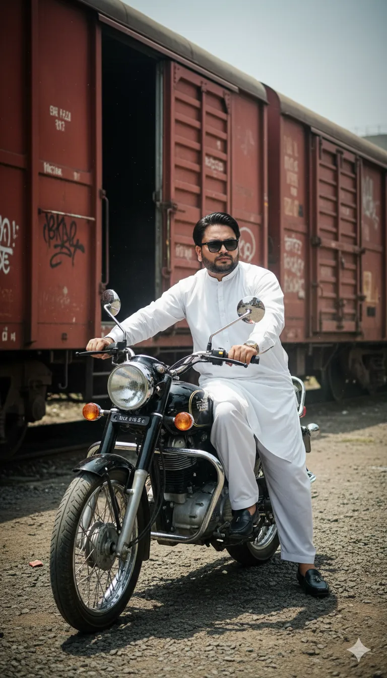 AI Prompt 485 A stylish young man in a traditional white kurta pajama sits