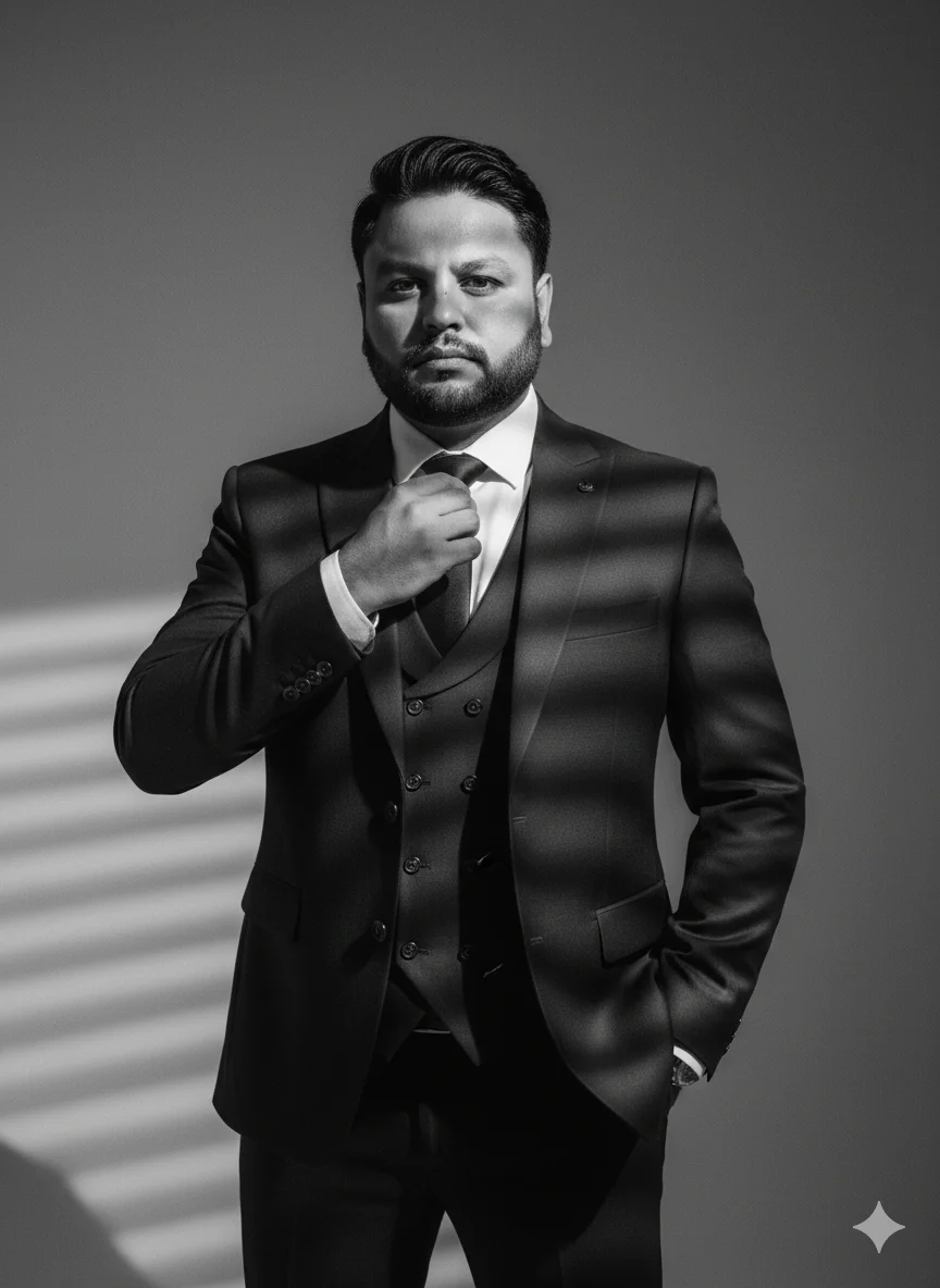 AI Prompt 49 cinematic black and white portrait