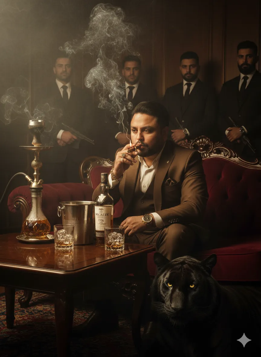 AI Prompt 5 A stylish man in a brown modern suit with a gold watch and bracelet