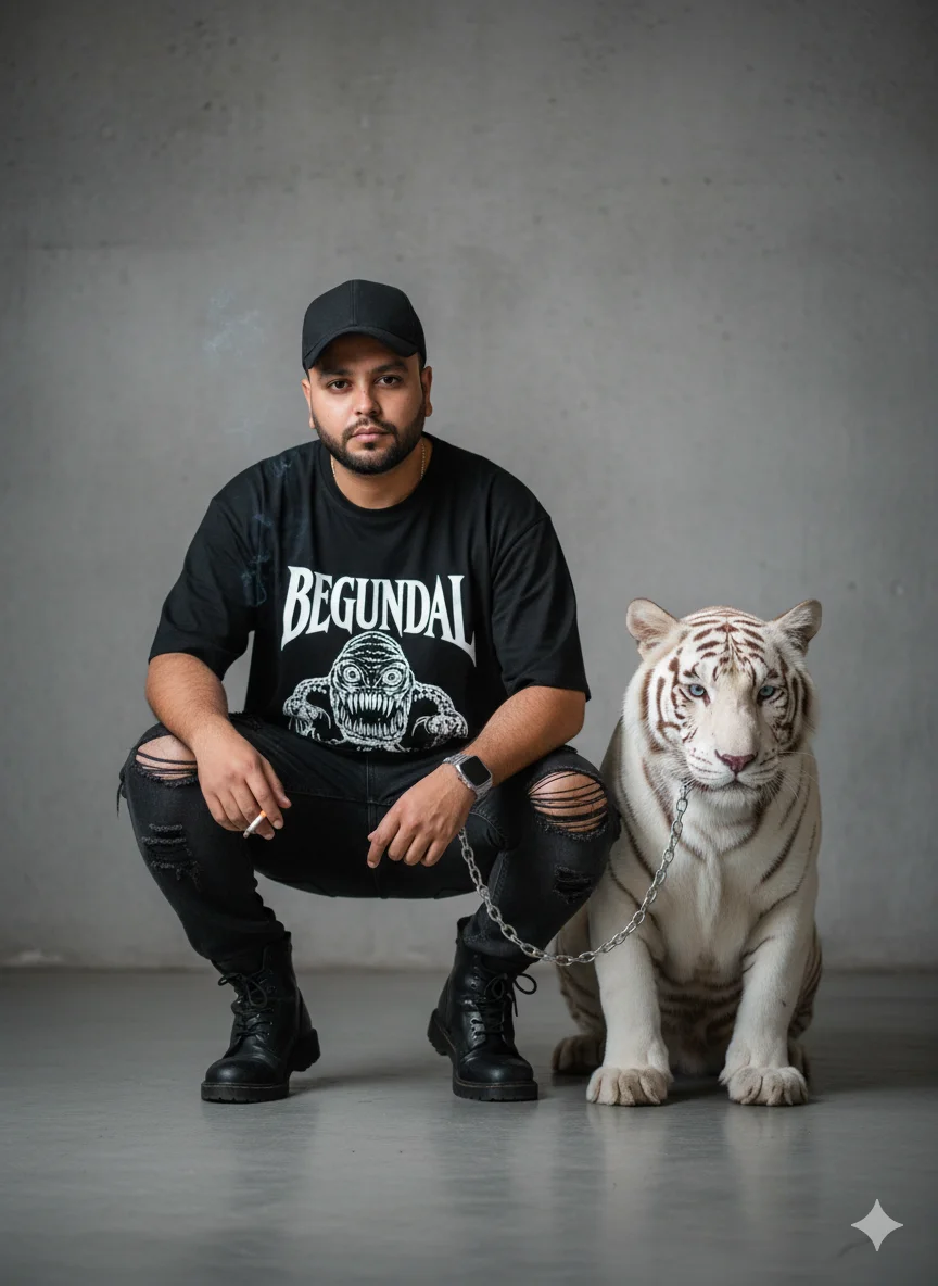 AI Prompt 54  stylish young man squatting casually indoors in an industrial-style room