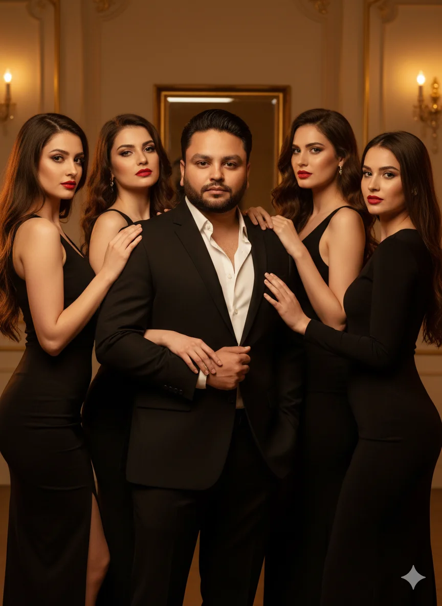 AI Prompt 77 A handsome, I'm with a short and slicked-back dark hair,