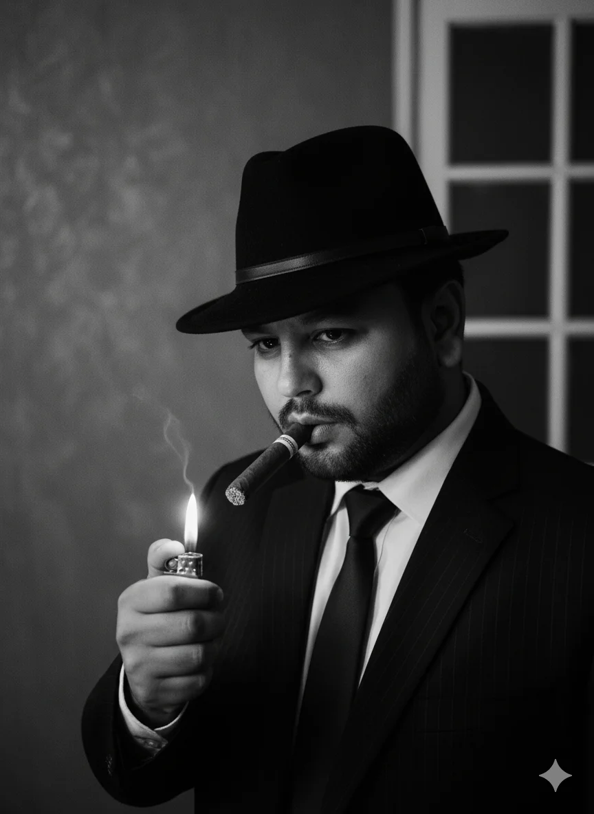 Rana Zeeshan Ahmad Founder & CEO For ITWORLD's AI Prompt 88 Me in a black fedora hat and suit, with his face clearly