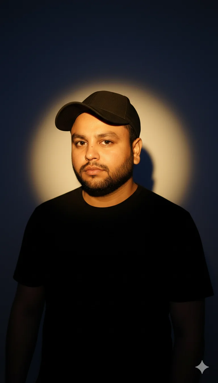 AI Prompt 94 create a Moody portrait with a dramatic studio lighting.